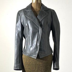 Elie Tahari leather jacket, silver, medium